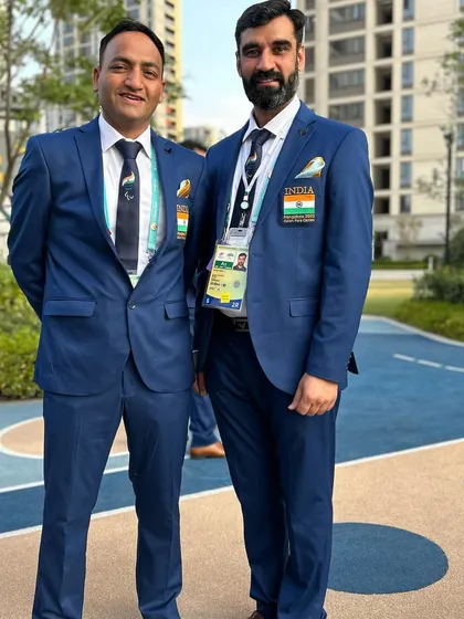 Dressed in the official India blazer at the Asian Para Games. We are not just a team, we are a family.