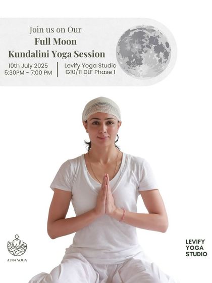 The poster for a Full Moon Kundalini Yoga Session at Levifly Yoga Studio. These collaborations allow me to bring the practice to different communities.
