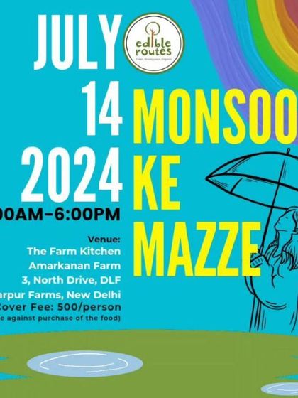 Come enjoy "Monsoon Ke Mazze" at our farm! A special event to celebrate the rainy season with delicious food and a cozy atmosphere.