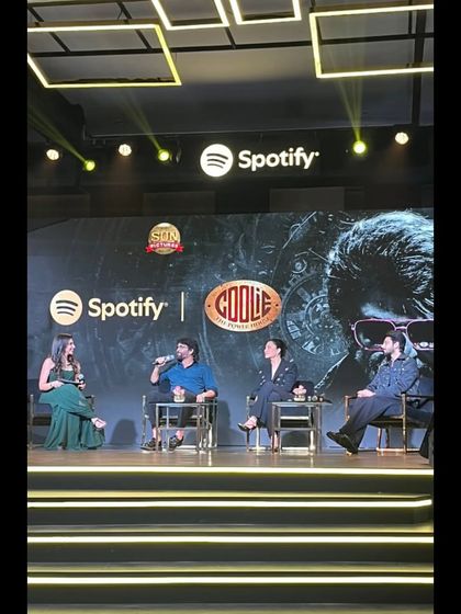 A panel discussion with the stars of 'Coolie' at the Spotify music launch. We managed the stage and talent for this engaging Q&A session.