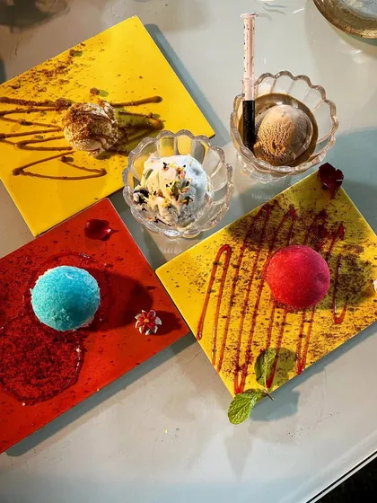 A colourful assortment of my pure vegetarian cheesecakes and ice creams. I believe in offering a wide variety of desserts so there is something for every sweet tooth.