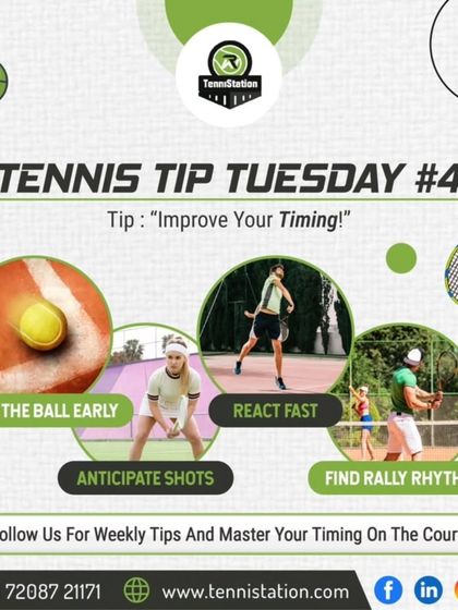 Tennis Tip Tuesday: Improve your timing by tracking the ball early, anticipating shots, reacting fast, and finding a good rally rhythm.