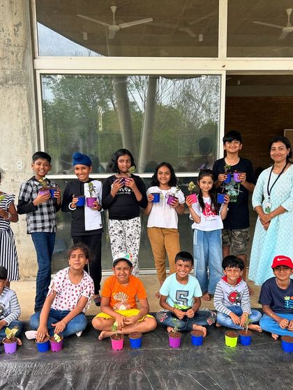 A happy group from our 2024 Summer Camp. These programs are filled with hands on activities, learning, and fun in a natural environment.