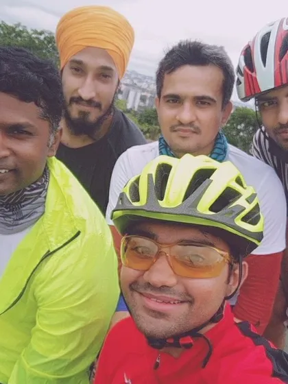 A close-up selfie with some of our regular riders, showcasing the strong bonds within our community.