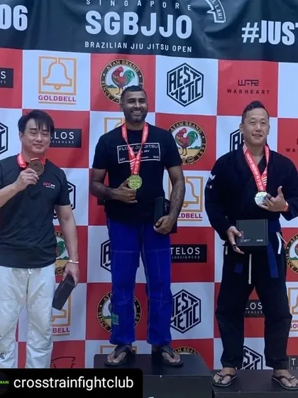 Our coach from the Noida academy, Sunil Nair, with a double gold win at the Singapore championship. He leads by example, competing and winning at a high level.