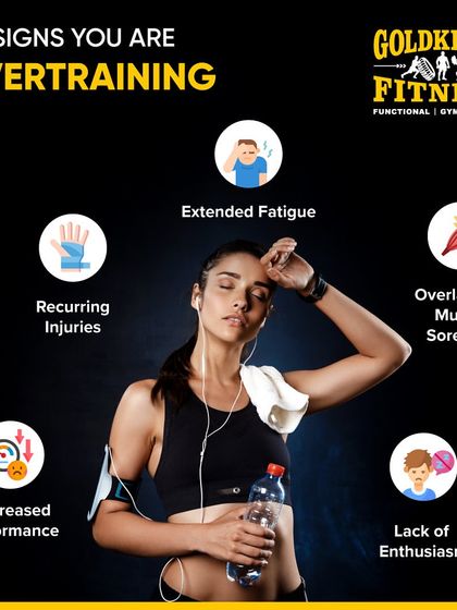 Are you overtraining? This infographic shows the common signs, including extended fatigue, recurring injuries, and decreased performance. Listen to your body.