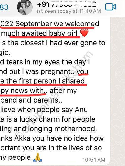 "You were the first person I shared happy news with." This student welcomed her baby girl after years of failed attempts and stress.
