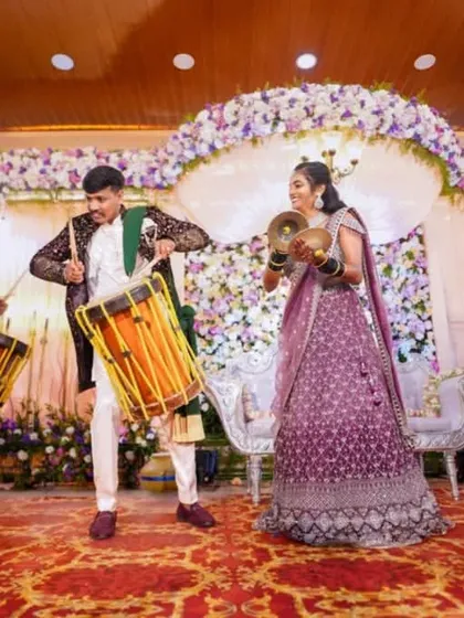 Making a couple's special day truly unforgettable. We love getting the bride and groom involved, creating a unique, interactive Chendamelam experience for their wedding celebration that guests will talk about for years.