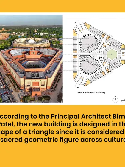 The new Parliament building is designed in the shape of a triangle, a sacred geometric figure in many cultures. This is a great example of math in modern architecture.