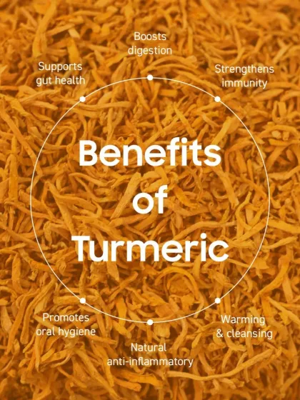 This graphic highlights the many benefits of turmeric, the star ingredient in my crisps. From boosting digestion and supporting gut health to its natural anti-inflammatory properties, it's a true superfood.