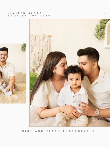 A tender moment from a mini session, with parents kissing their son's head. These sessions are perfect for capturing beautiful family portraits without a full-day commitment.