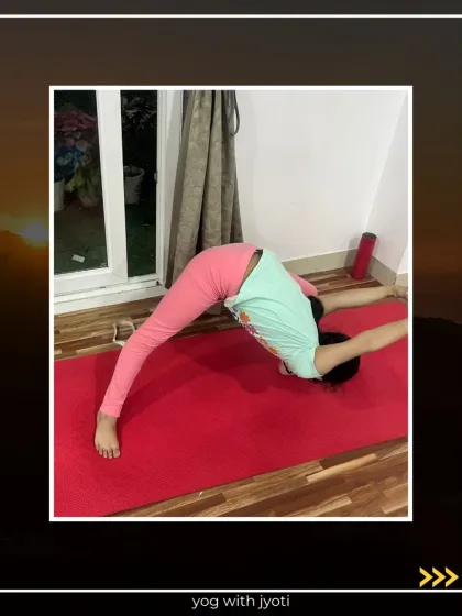 A student demonstrates a deep stretch in Shirsh Padangushthaan Asana, a pose that requires a blend of strength, balance, and concentration.