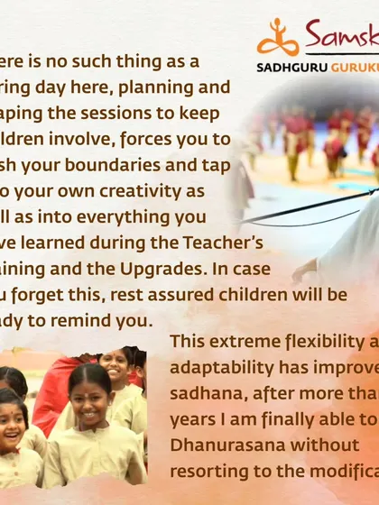 Enrica reflects on how teaching children forces you to be creative and adaptable, which in turn improved her own practice and allowed her to achieve asanas she couldn't before.