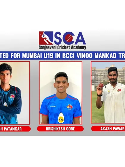 A huge achievement for our boys Akash Pawar, Aarush Patankar, and Hrishikesh Gore on their selection for the Mumbai U-19 team in the prestigious BCCI Vinoo Mankad Trophy.