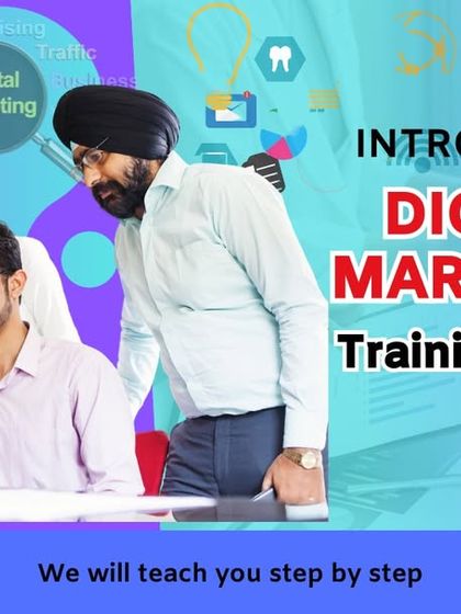 A visual introduction to my digital marketing training course. It shows a collaborative learning environment where I teach the latest strategies step-by-step to boost your online presence.