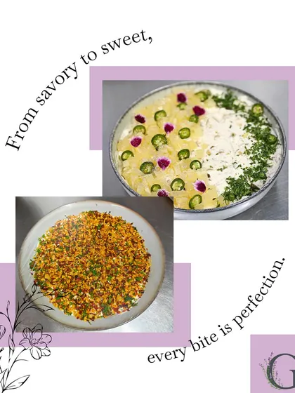 "From savory to sweet, every bite is perfection." A collage of our unique dips, highlighting the variety and creativity in our flavor combinations.