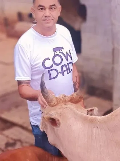 Yes, I’m a Cow Dad. My love for animals doesn't stop with dogs and cats. We take in any creature that needs help, which is what makes our family so special. This is Marley, one of our resident bulls.