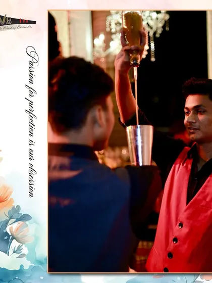 A long pour of a cocktail, showcasing the skill and showmanship of our bartending team.