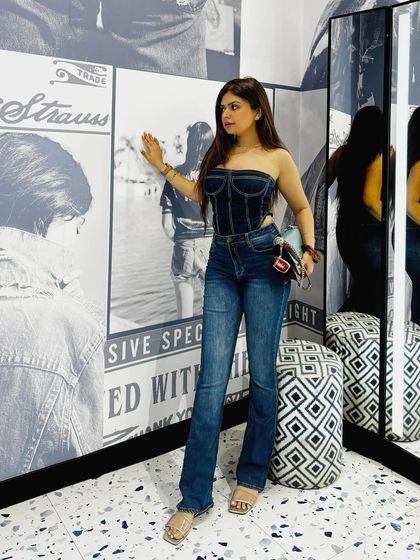 Another take on the denim-on-denim trend, showing how versatile and chic it can be.