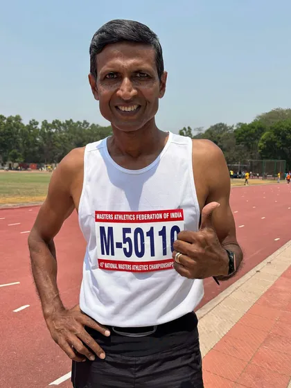 Our founder, Brinston, giving a thumbs-up after competing at the National Masters Athletics Championship. He lives and breathes the sport, inspiring us all.