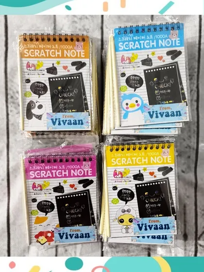 A bulk order of 40 personalized scratch note pads, dispatched to a client in Kavali, AP.