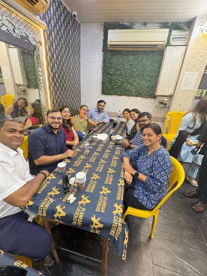 A group enjoying their meal in our comfortable, air-conditioned indoor seating area.