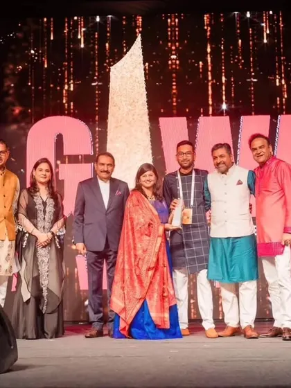 A group photo from the Great Indian Wedding Awards, celebrating with my team and industry peers. These awards are a recognition of our collective hard work and passion.
