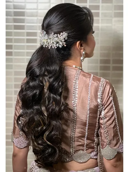 Another angle of the beautiful ponytail, showing its sleekness and volume.