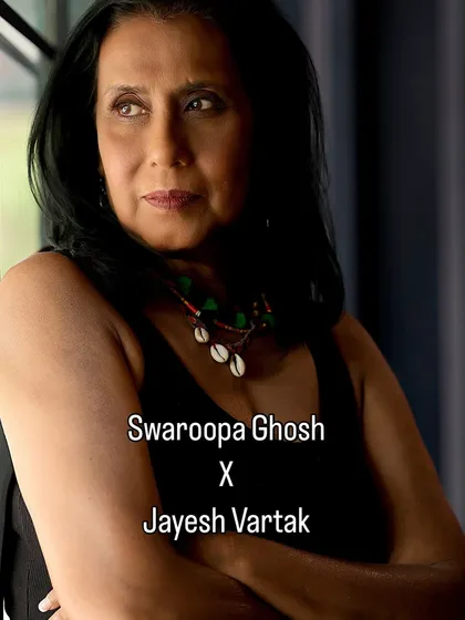 A thoughtful portrait of acclaimed actress Swaroopa Ghosh. This image captures a moment of quiet contemplation, showcasing her ability to convey deep emotion with a simple look.