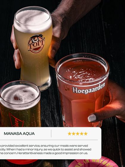 A toast with friends, featuring a variety of our beers on tap. Cheers to good company.