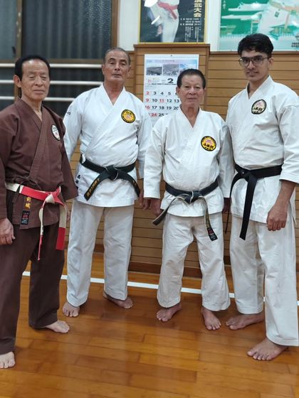 A group photo with the Kobudo masters in Okinawa. Learning from them directly is an invaluable experience for me and my students.