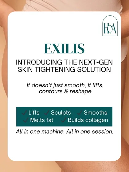 Introducing Exilis, the next-generation skin tightening solution. It doesn’t just smooth the surface; it lifts, contours, melts fat, and builds collagen, all in one machine and one session.