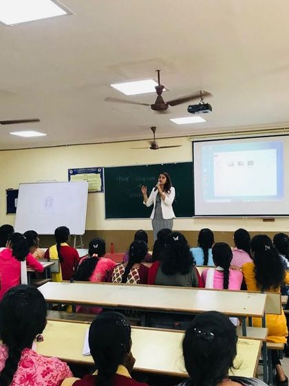 A wide shot of my presentation during the 5 day workshop. I use a mix of visuals and interactive discussion to keep the energy high and the learning effective.