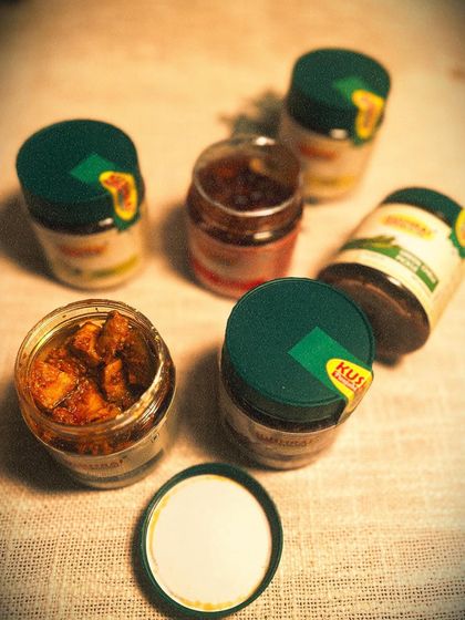 An assortment of my homemade Punjabi pickles. Each jar is sealed to lock in the freshness and authentic 'ghar ka swad'.