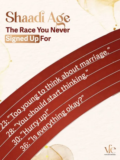 The "shaadi age" is a race you never signed up for. I believe in your timeline, helping you find a partner when you are ready, not when society dictates.