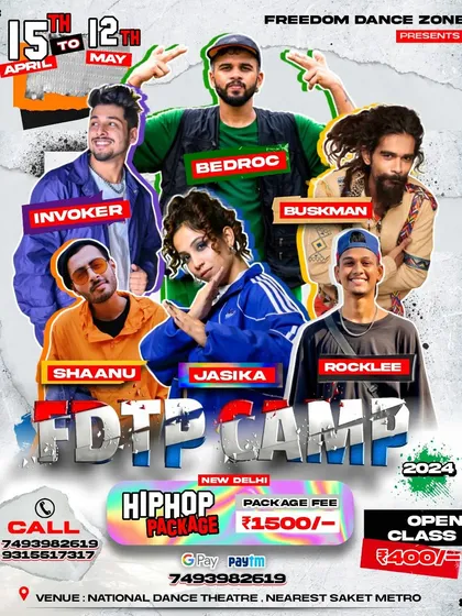The hip-hop package for the FDTP Camp 2024 in New Delhi. I'm teaching alongside some other amazing hip-hop artists.
