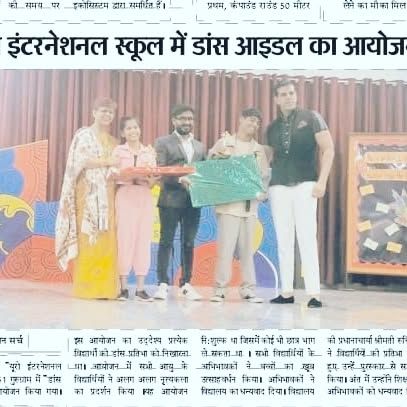 A newspaper clipping covering the 'Dance Idol' competition at an international school where I was invited as a judge.