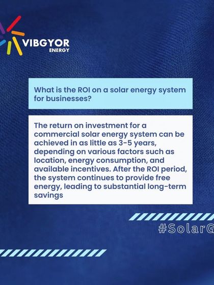 The return on investment (ROI) for a commercial solar system can be as short as 3-5 years. After the ROI period, the system continues to provide free energy, leading to substantial long-term savings.