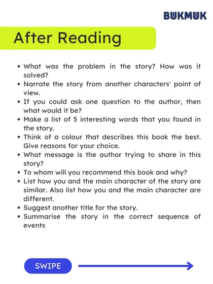 For younger readers under 8, these reflection prompts are a great way to build early literacy skills. Ask them to predict the story from the cover, describe the characters, and think about the story's message.