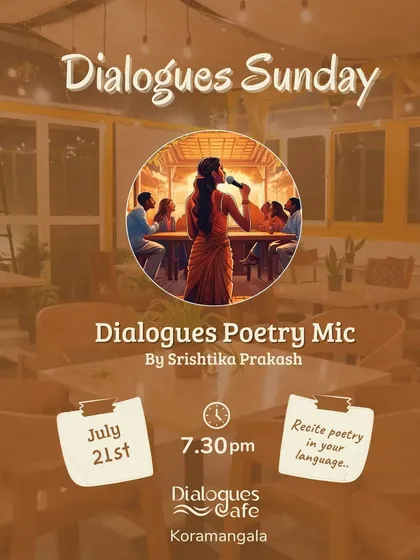 An event graphic for our Sunday Poetry Mic, inviting you to come and recite poetry in your language.