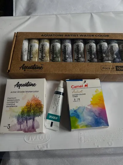 More art supplies, including Aquatone and Camel watercolor tubes. I'm always happy to buy new materials to experiment with.