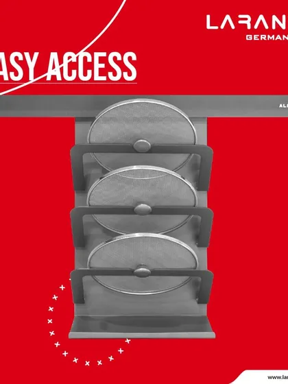 My aluminum bars provide easy access to all your essentials, including pot lids. Experience the convenience of modern design in the heart of your home.