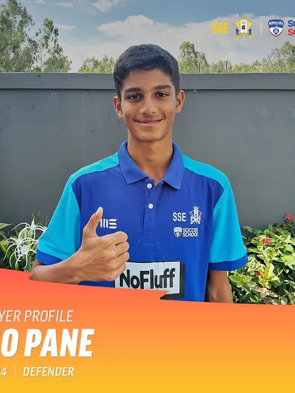 Rio Pane, a 14-year-old defender, gives a thumbs-up as he heads to the BFC residential trial in Bellary, a key milestone in his development.