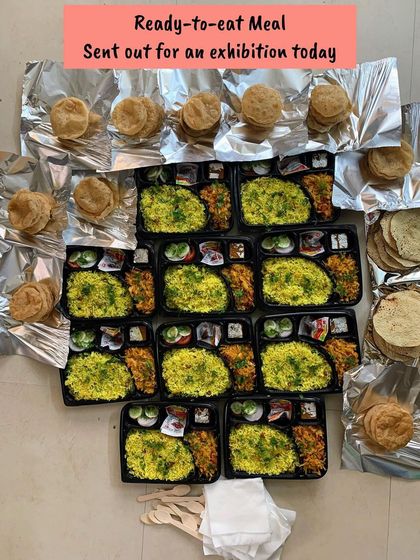 Ready to eat meals being sent out for an exhibition. A wholesome and tasty lunch to keep the team energized through a busy day.