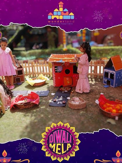 A miniature village setup at the Diwali Mela provides a wonderful opportunity for imaginative play. Children love exploring the small houses and creating their own stories.
