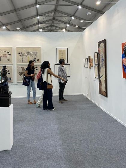 A different angle of our busy booth on the last day of Art Mumbai.