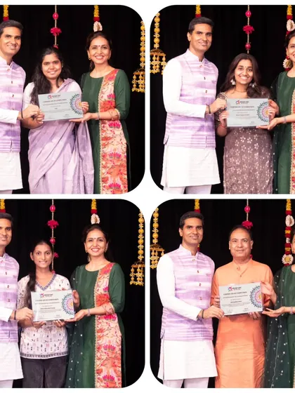 A collage of smiling faces from our certification ceremony. Each certificate represents months of dedication, growth, and the beginning of a new chapter in their yogic journey.