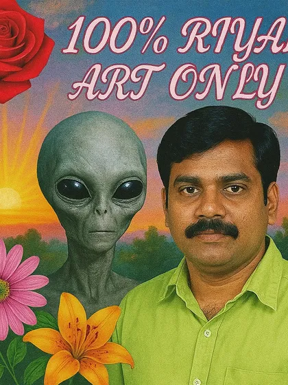 A 'Good Morning' message style image featuring an alien and a human, with flowers and a sunrise. This is a classic example of my 'Riyal Life' series, mimicking a specific internet aesthetic to create something surreal and funny.