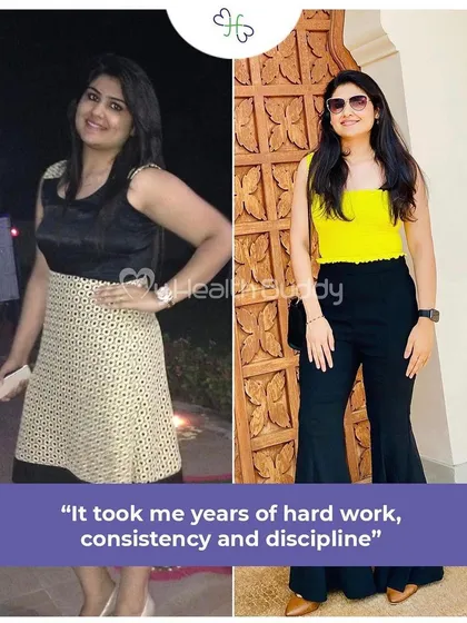 My full transformation story. I was bullied in college for being 89 kgs. With the help of my mom, I learned about nutrition, started eating "ghar ka khana," and joined a gym. It took years of hard work to go from size XXL to S, and it's a journey I continue every day.
