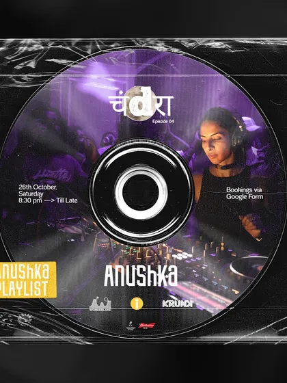 A creative playlist graphic for the 'Chandra' event, designed like a CD. This was a preview of the techno, breaks, and leftfield house I played.